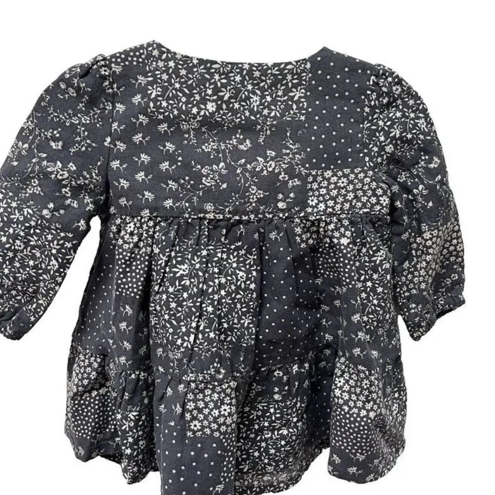 NWT Baby B'Gosh Girls Floral Dress Sz 6 Mths Blue & White Tiered Prarie Cottage - Picture 3 of 3